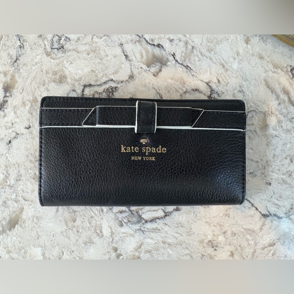 kate spade Black Leather Bow Accent Wallet